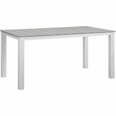 PRIMEWIR Maine Outdoor Patio Dining Table White Metal & Light Gray plywood 63 in. EEI-1508-WHI-LGR